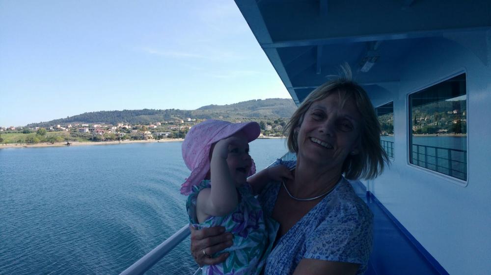 Judy & Edith: On ferry from Arkitsas to Edhipsou on Evia